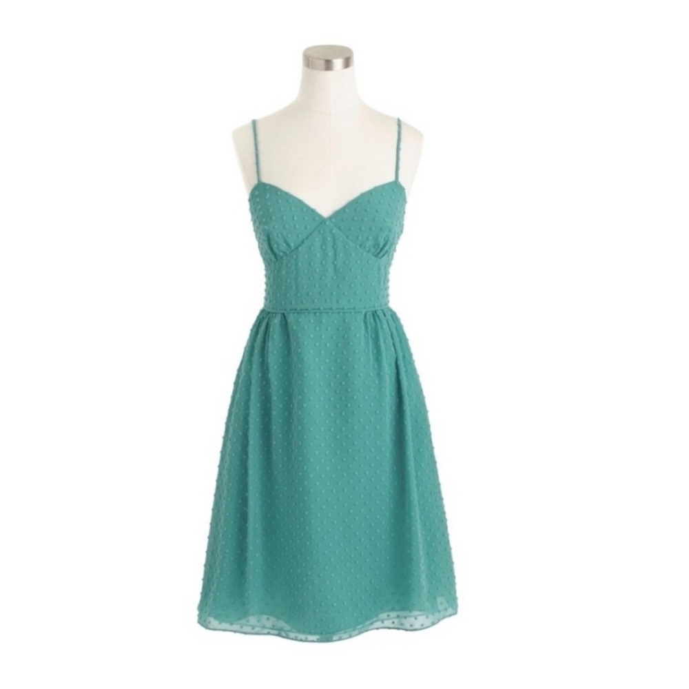 J.Crew Swiss Dot Dress In Verde Green - NWOT